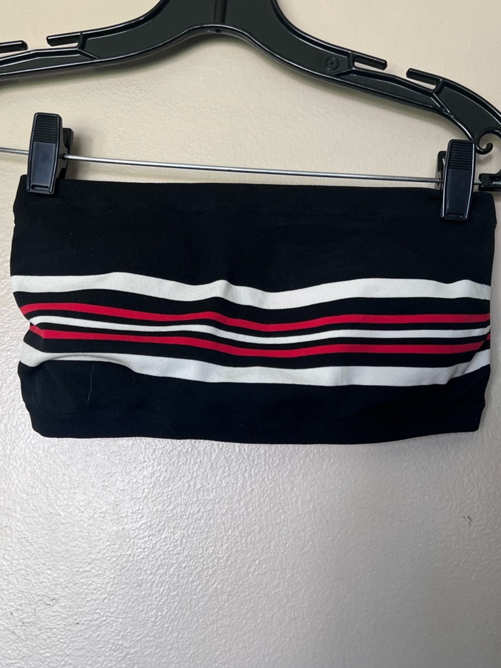 aerie Black Bandeau with White and Red Stripes